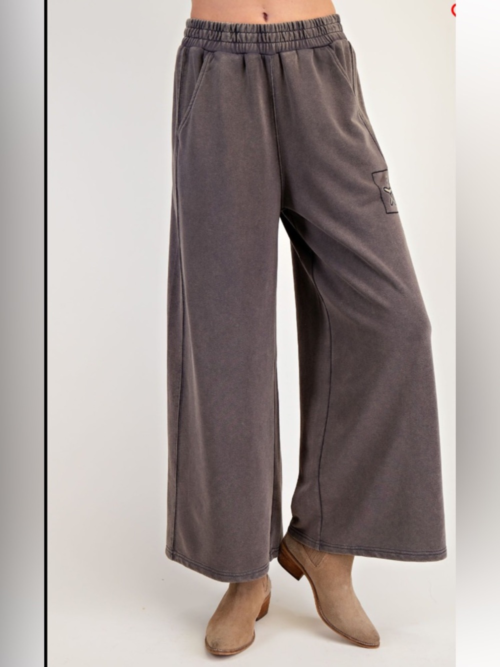 easel Wide Leg Lounge Pants in Charcoal Gray